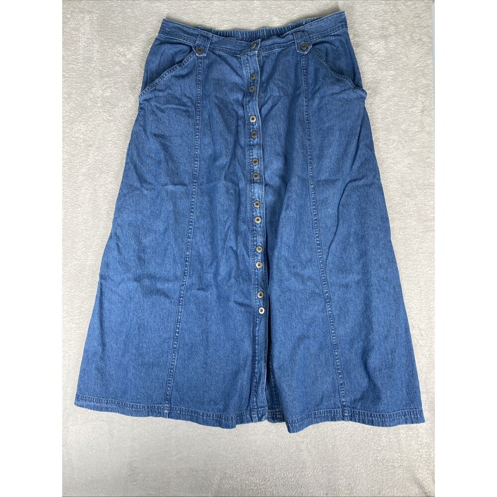 Northern Isles Long Maxi Denim Button Front Skirt Women's 18 Festival Modest